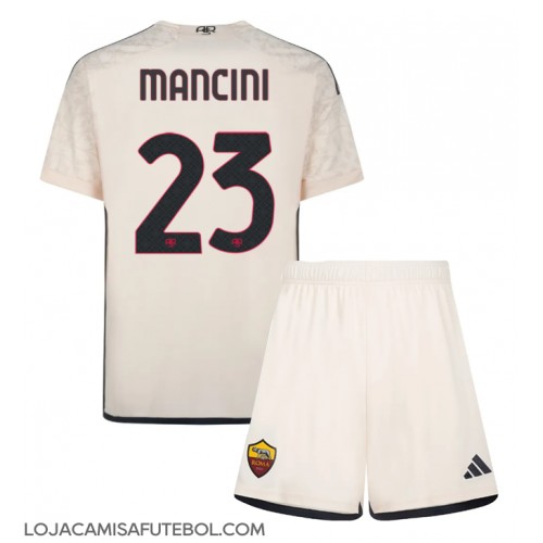 Camisa de Futebol AS Roma Gianluca Mancini #23 Equipamento Secundário Infantil 2023-24 Manga Curta (+ Calças curtas)